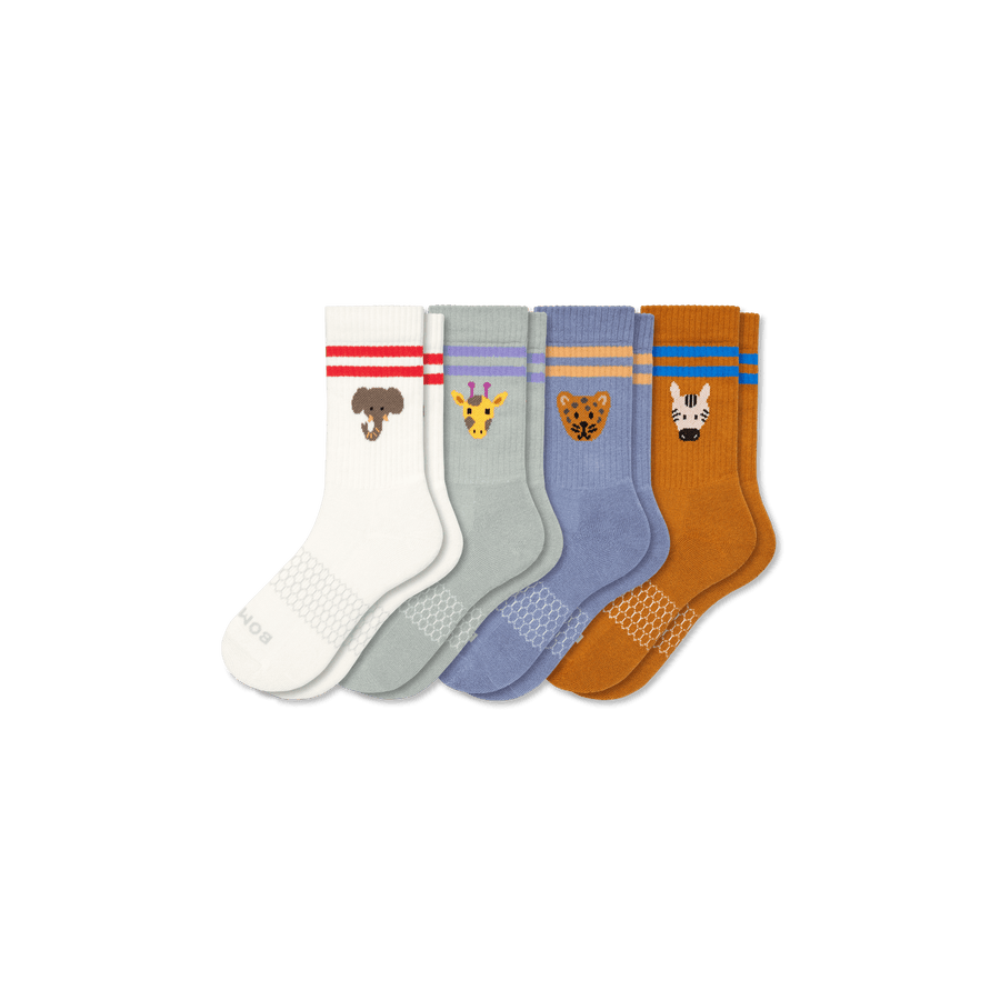Youth Safari Stripe Calf Sock 4-Pack - Soft Office Pair