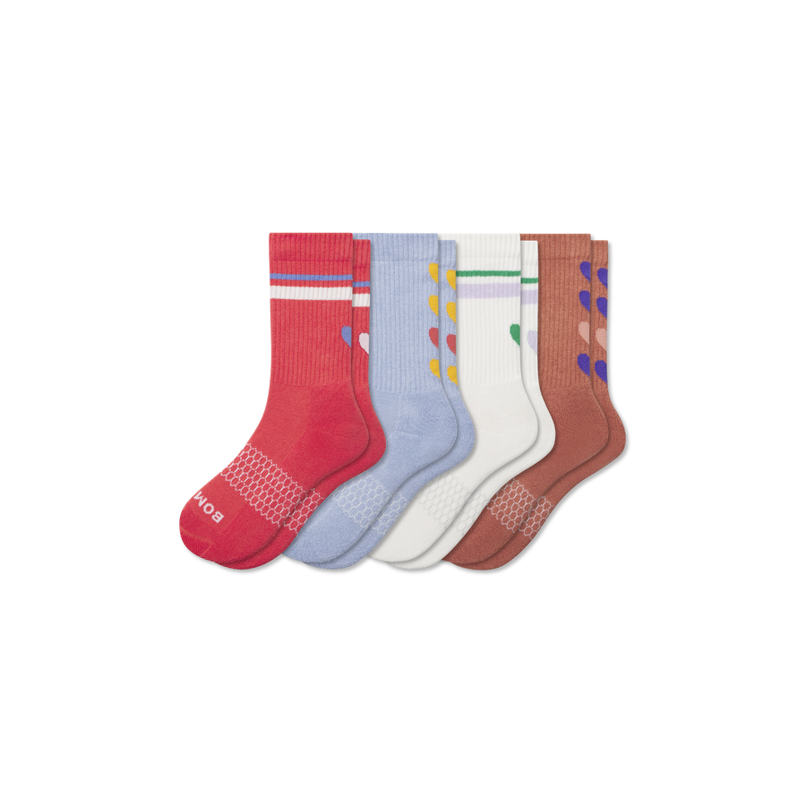 Youth Hearts Calf Sock 4-Pack - Breathable Weekend Step