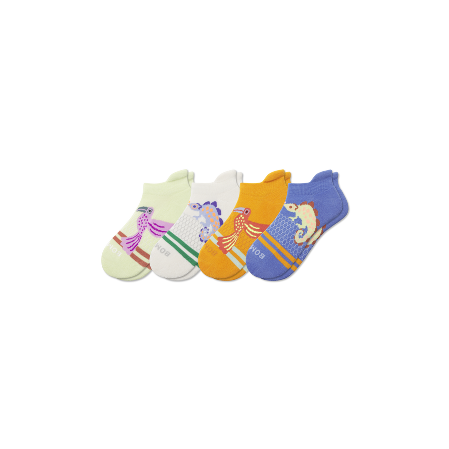 Youth Rainforest Friends Ankle Sock 4-Pack - Outdoor Run Rotation