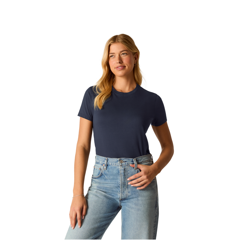 Pima Cotton Slim Crew Neck T-Shirt - Midnight Navy WO4 [8528]
