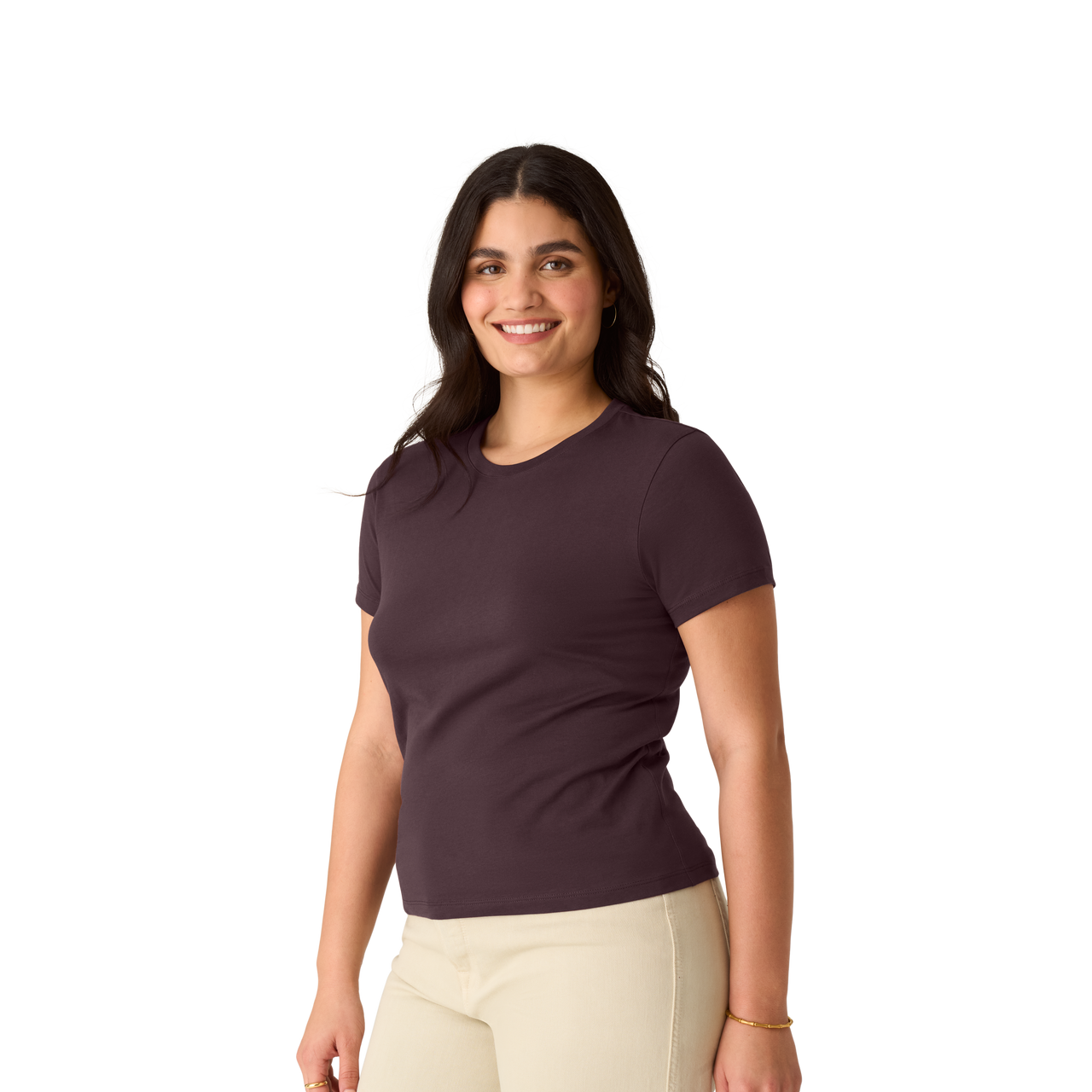 Women's Pima Cotton Slim Crew Neck T-Shirt - All Spice WO1 [8528]