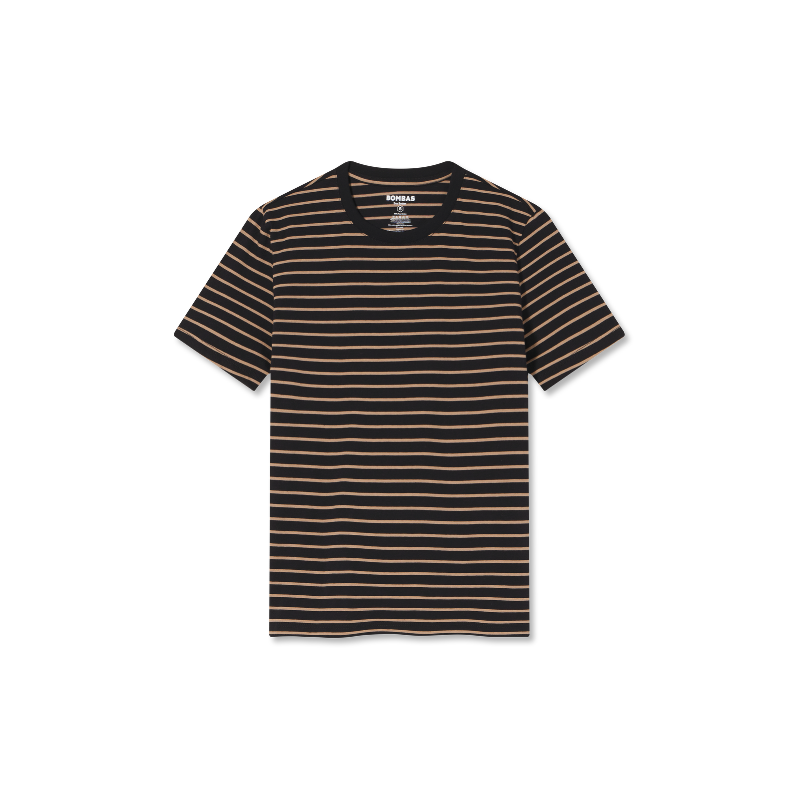 Women's Classic Fit Pima Cotton Crew Neck T-Shirt - Black Stripe L [8530]