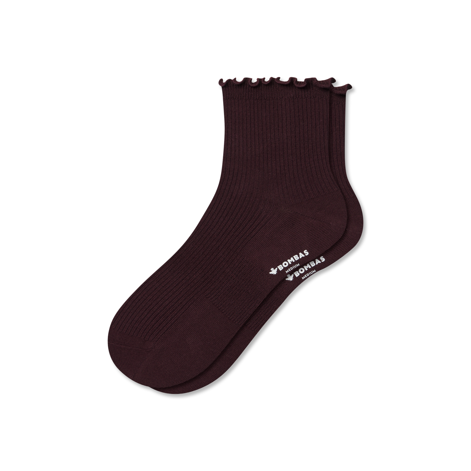 Ruffle Rib Quarter Socks - chocolate brown L [8562]