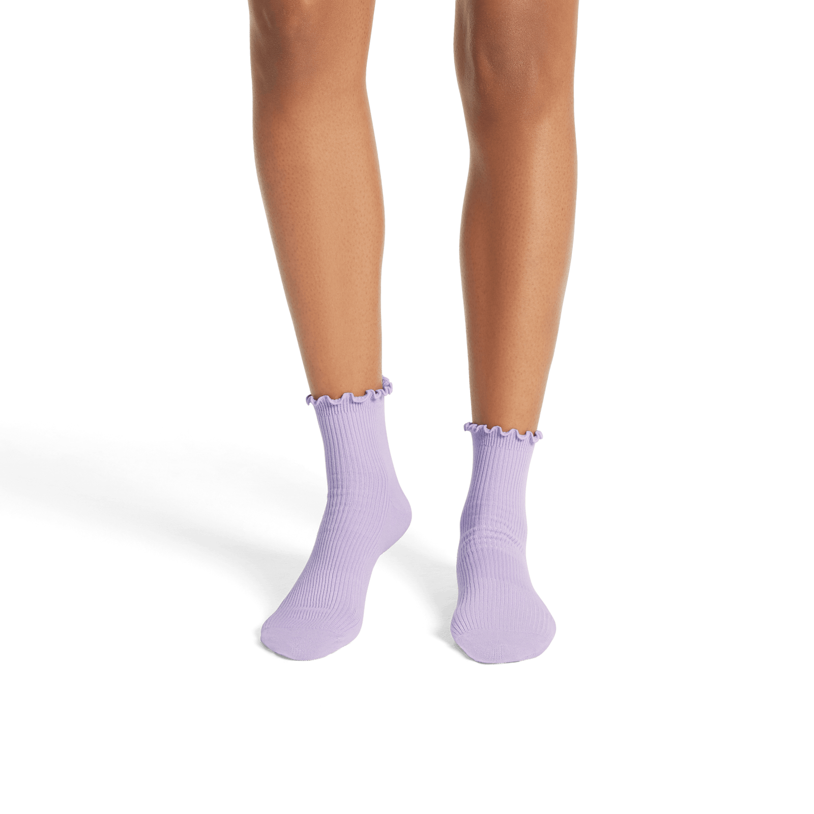 Women's Frilly Rib Quarter Socks - Pastel Lavender WO1 [8562]