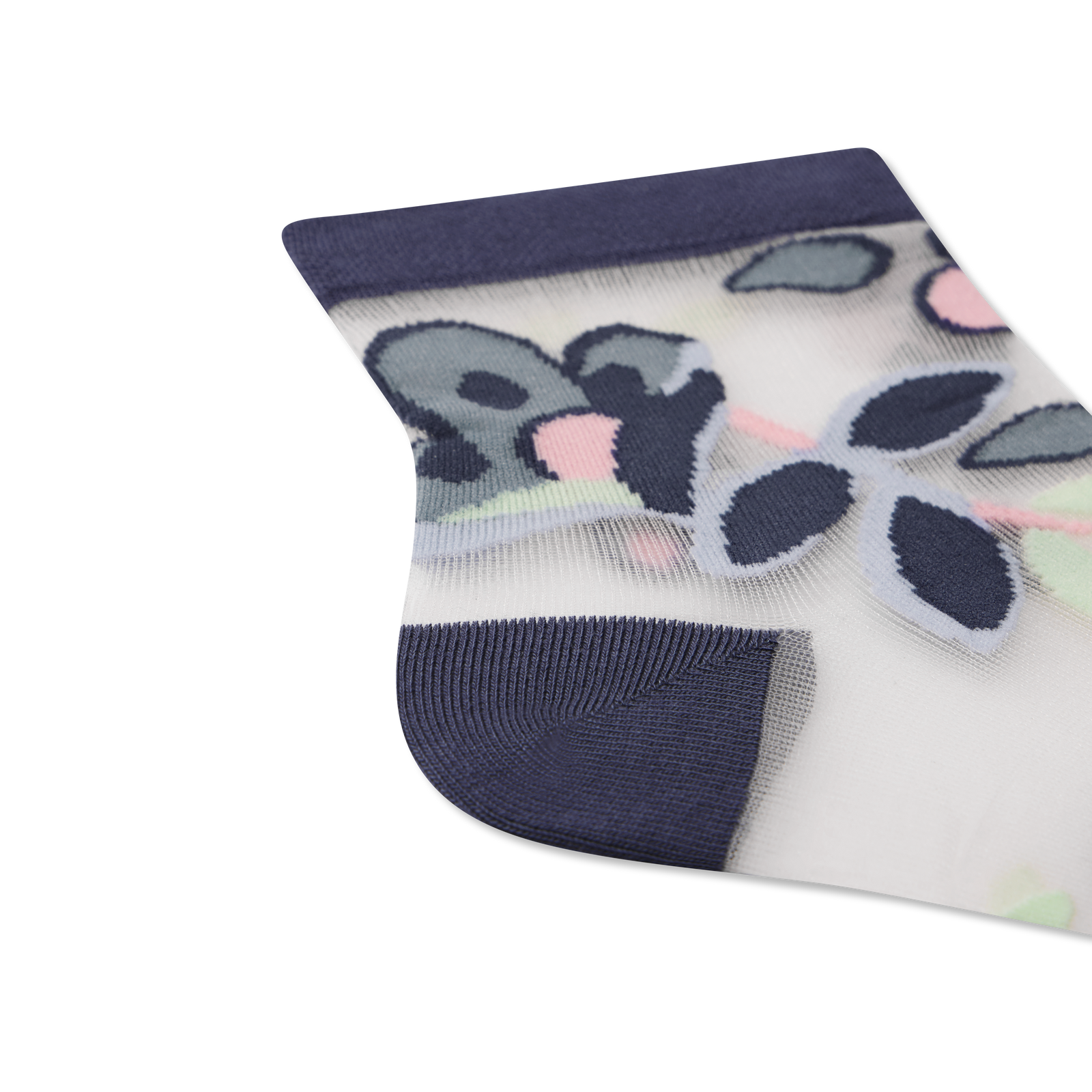 Women's Sheer Garden Party Quarter Socks - Navy Dusk Detail [8592]