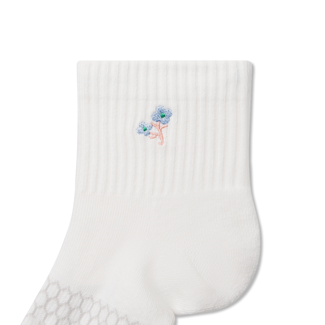 Women's Garden Party Quarter Socks - Soft White Floral Detail [8637]