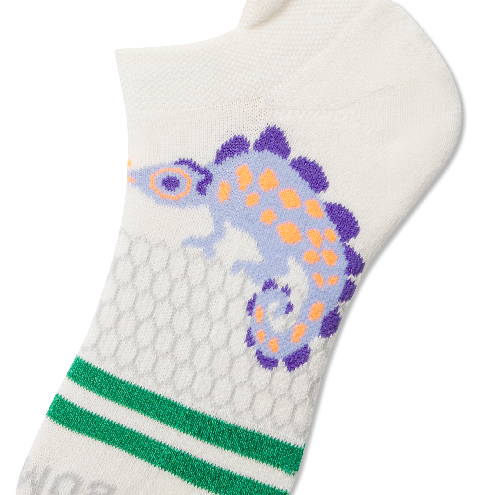 Youth Chameleon and Stripes Ankle Socks - Soft White Detail [8639]