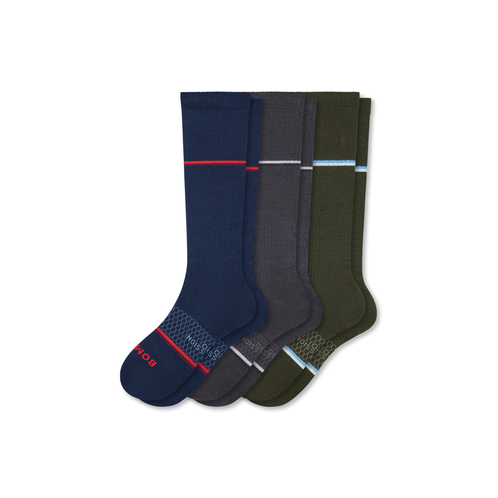 Men's Everyday Compression Sock 3-Pack - Navy Olive Mix L [8674]