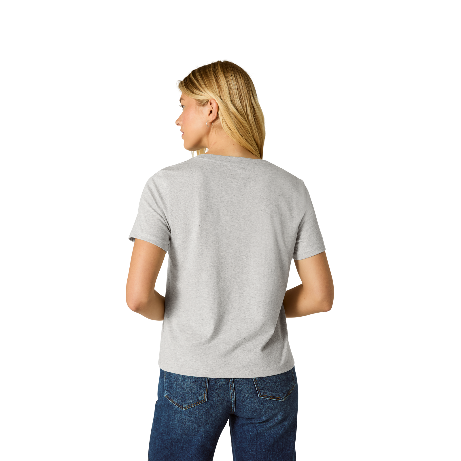 Pima Cotton V-Neck T-Shirt - Varsity Grey Heather WO3 [8738]
