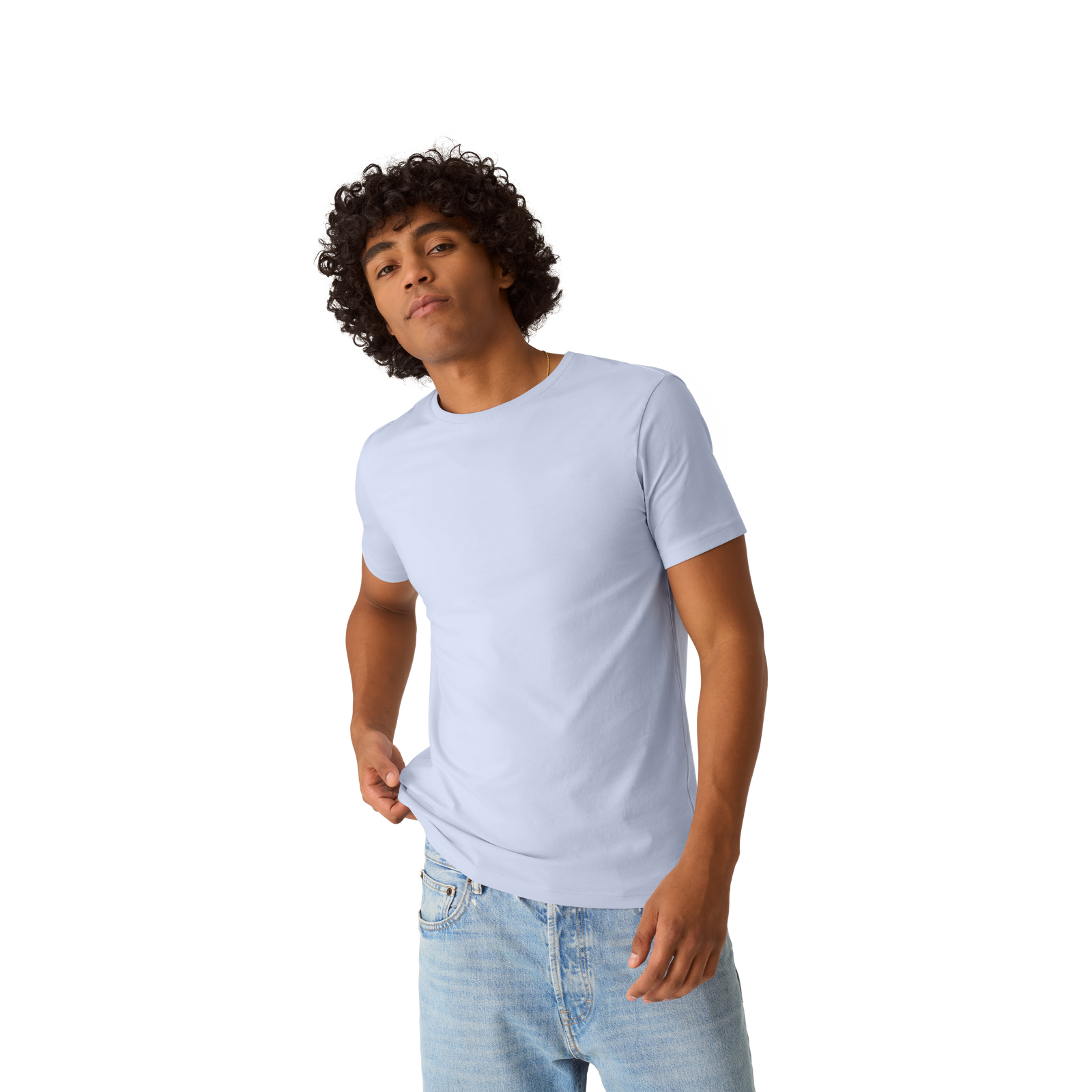 Men's Pima Cotton Slim Fit Crew Neck T-Shirt - Skysail Blue MO1 [8526]