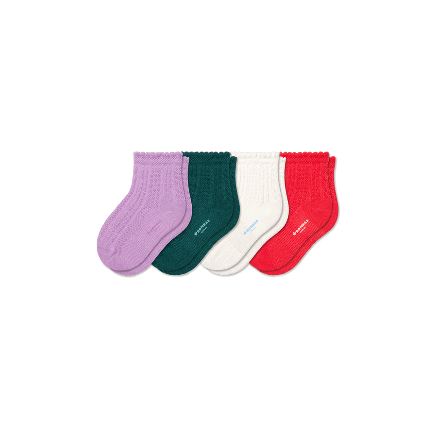 Toddler Pointelle Calf Sock 4-Pack - Light Lounge Pair