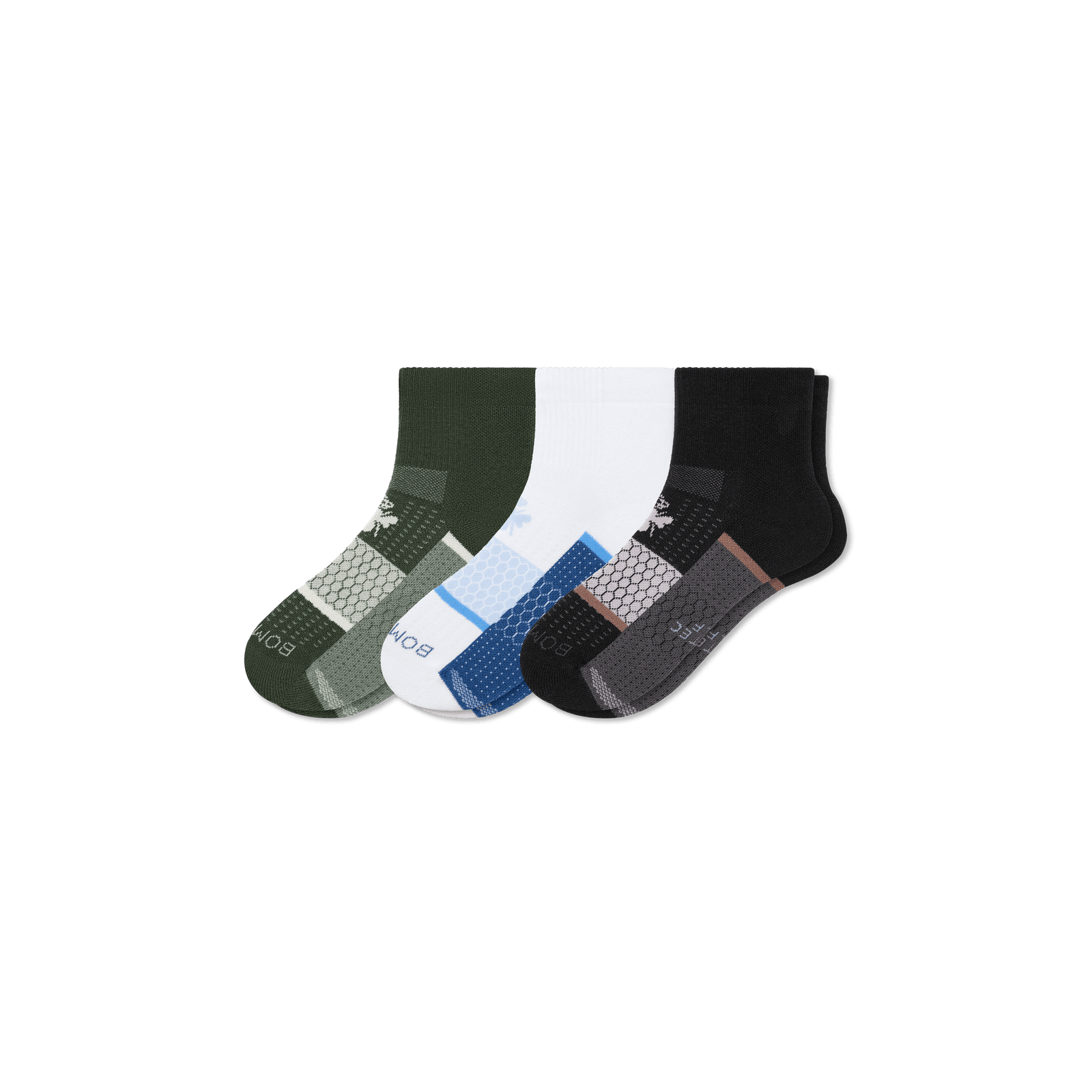 Men's Golf Quarter Sock 3-Pack - Black Olive Mix