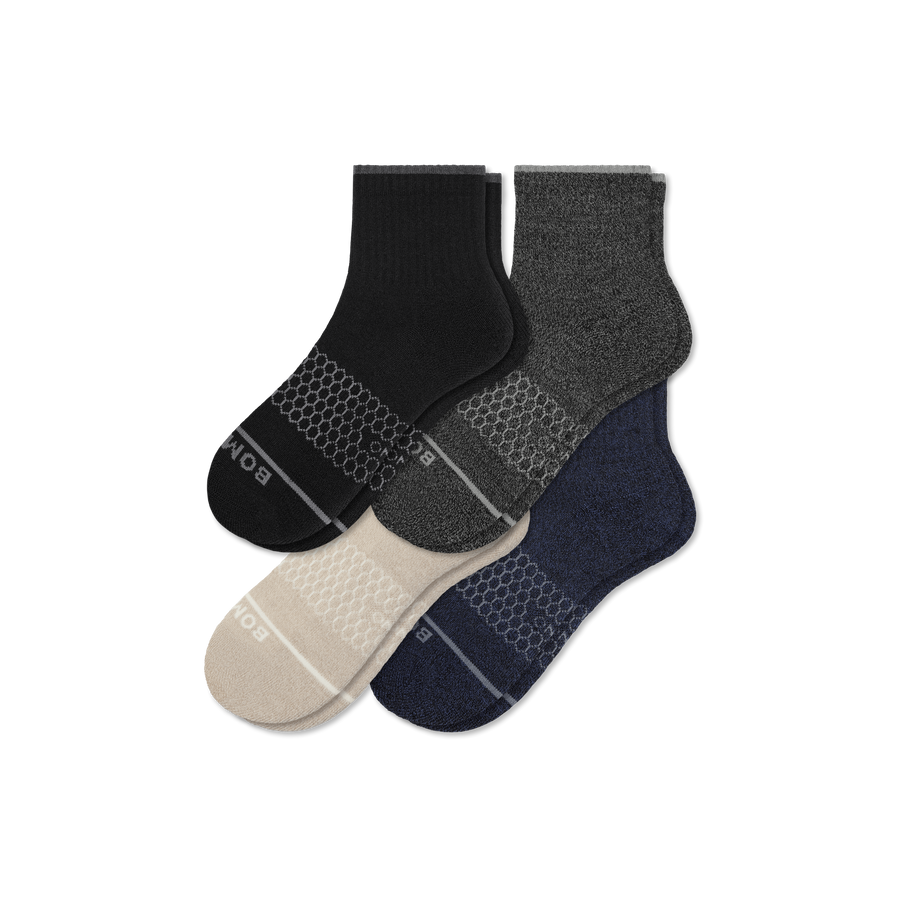 Men's Merino Wool Blend Quarter Sock 4-Pack - Daily Ankle Pair