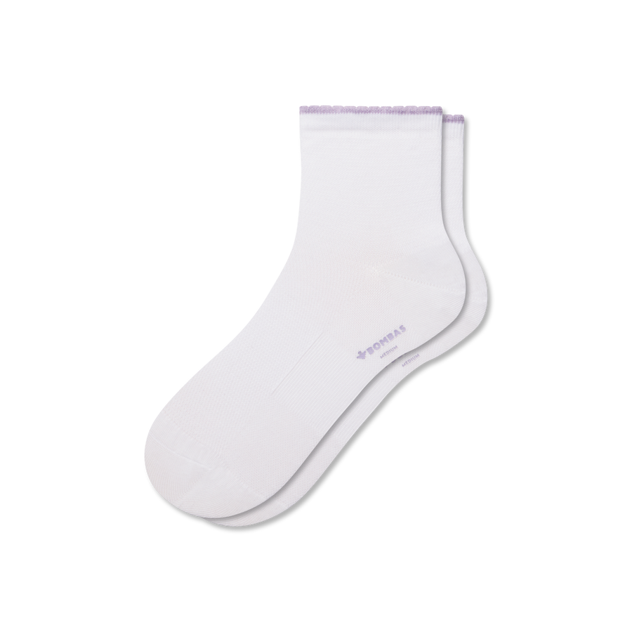 Women’s Scallop Cuff Quarter Socks - Active Court Wear