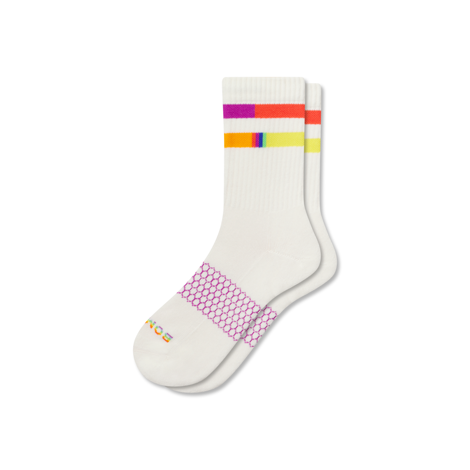 Pride Half Calf Socks - Soft White / Grape Jam L [8898]