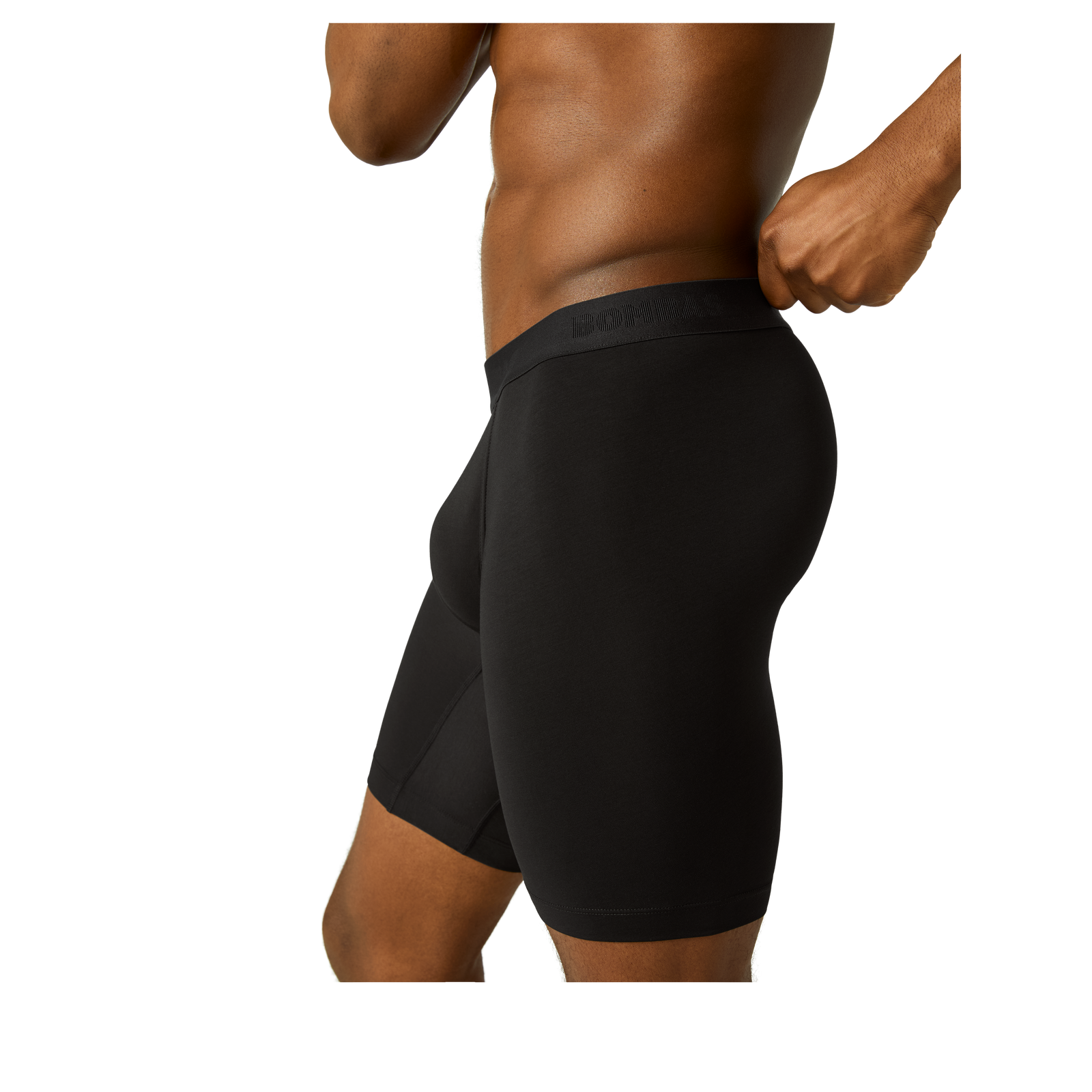 Men's Cotton Modal Blend Long Boxer Brief - Black MO3 [8969]