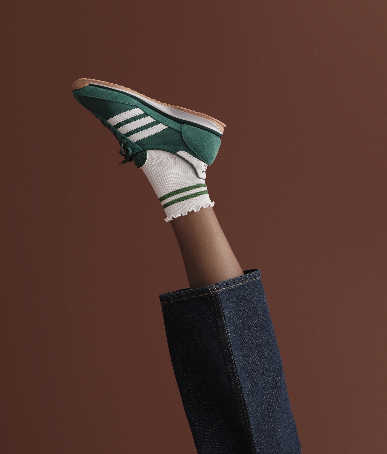 Women's Ruffle Rib Quarter Socks - white stripe [9185] [LIFESTYLE]