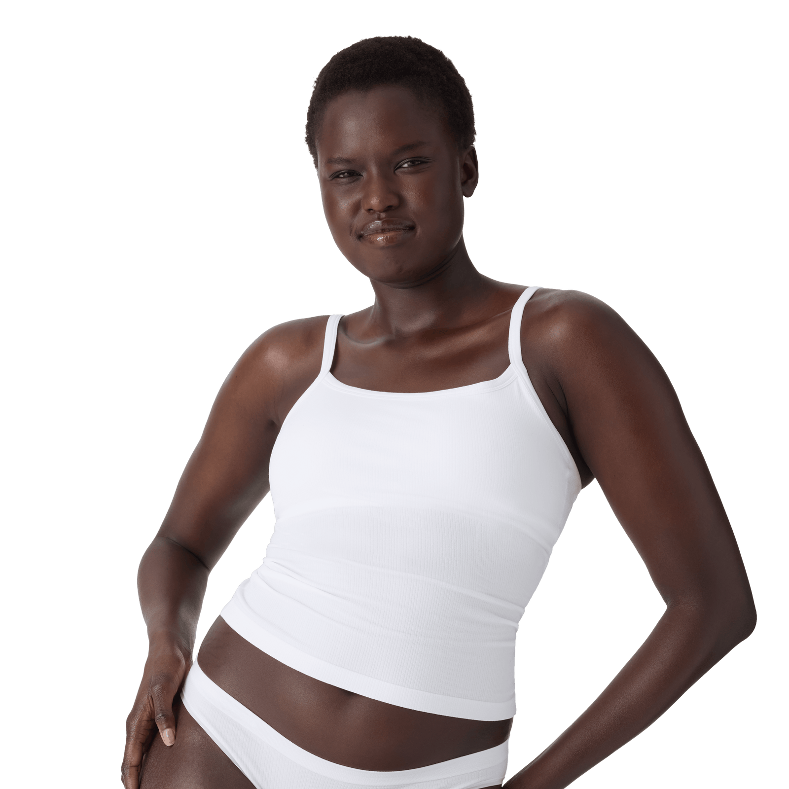 Women's Built-in Bra Seamless Cami - White WO1 [9349]