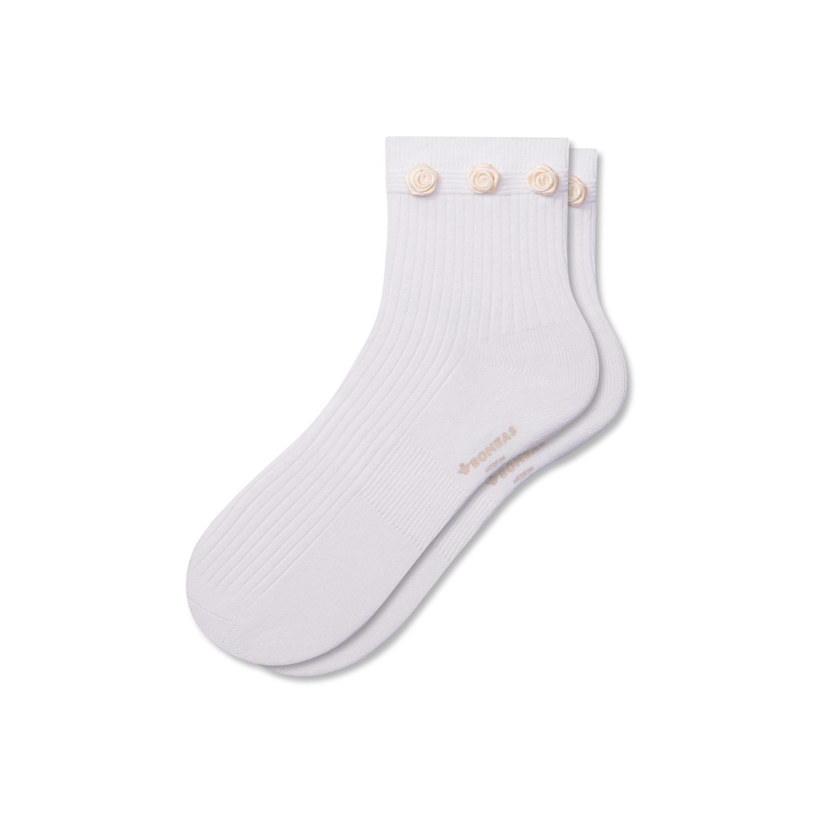 Lightweight Rosette Quarter Socks - White L [9368]