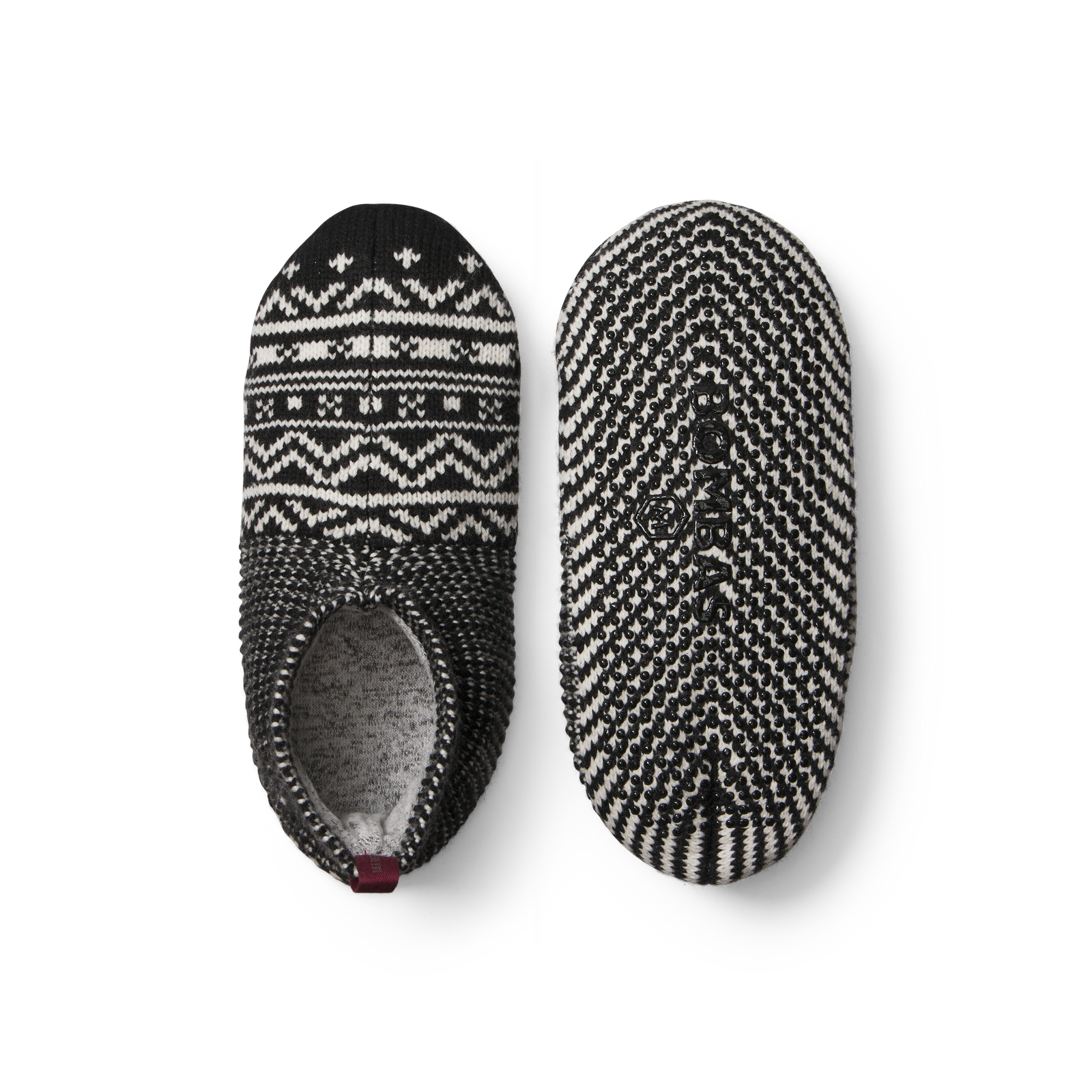 Adult Gripper Slipper - Black Soft White L [9680]