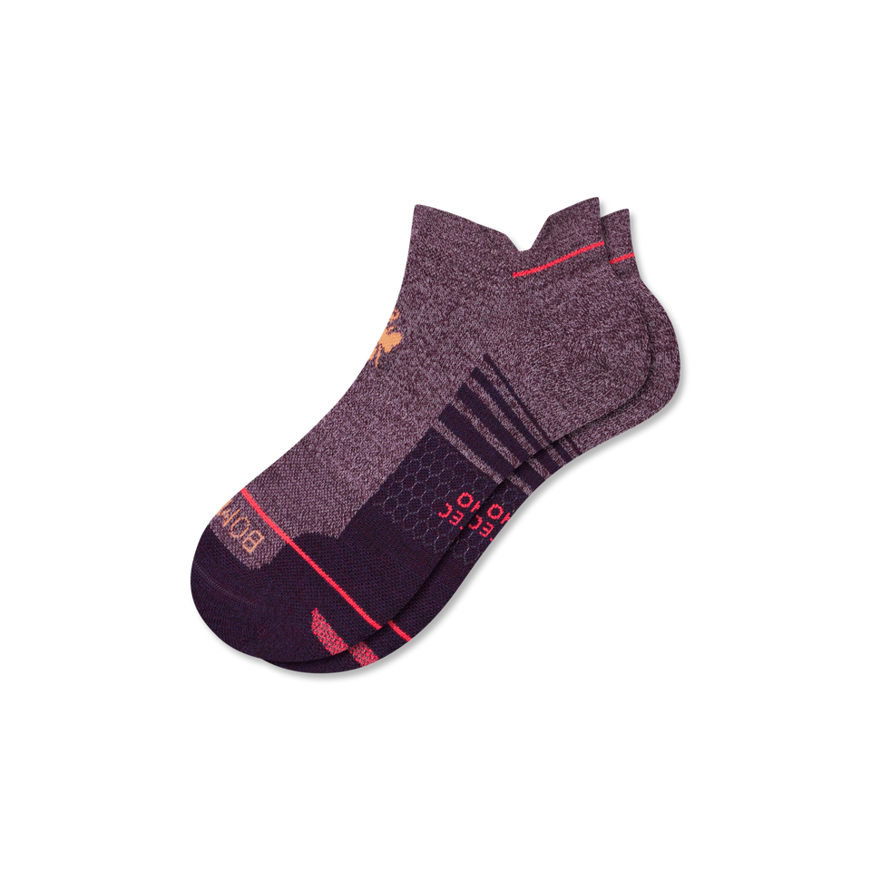 Merino Wool Blend Athletic Ankle Socks - maroon ember muted mauve L [9711]