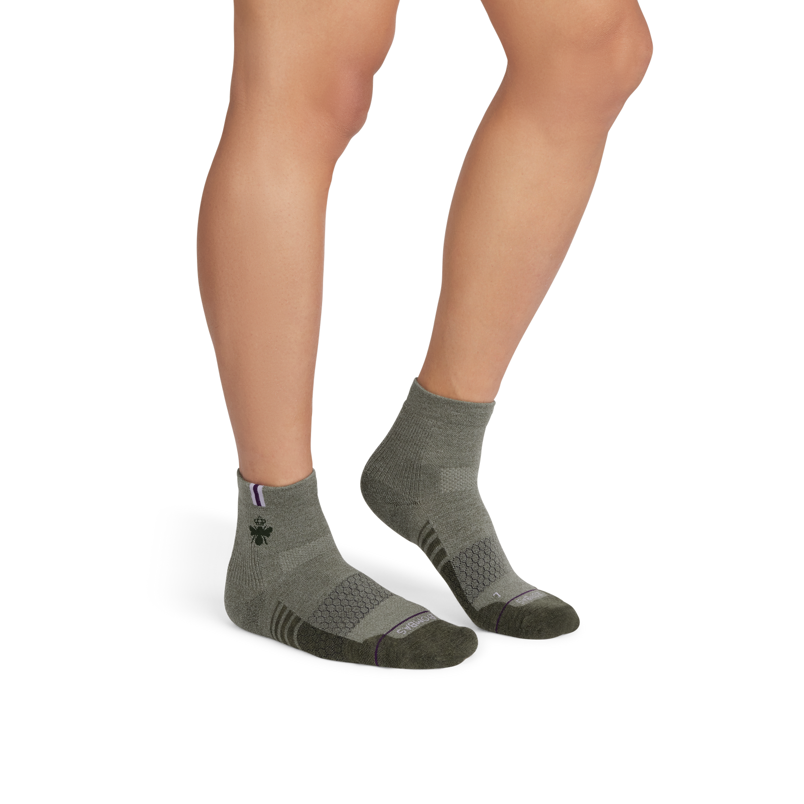 Merino Wool Blend Athletic Quarter Socks - sage haze slate green MO1 [9712]