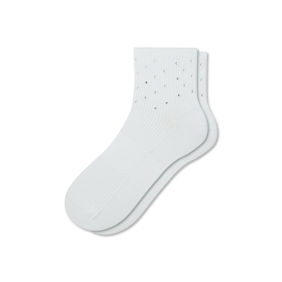 Women’s Rhinestone Rib Quarter Socks - Breathable Travel Step