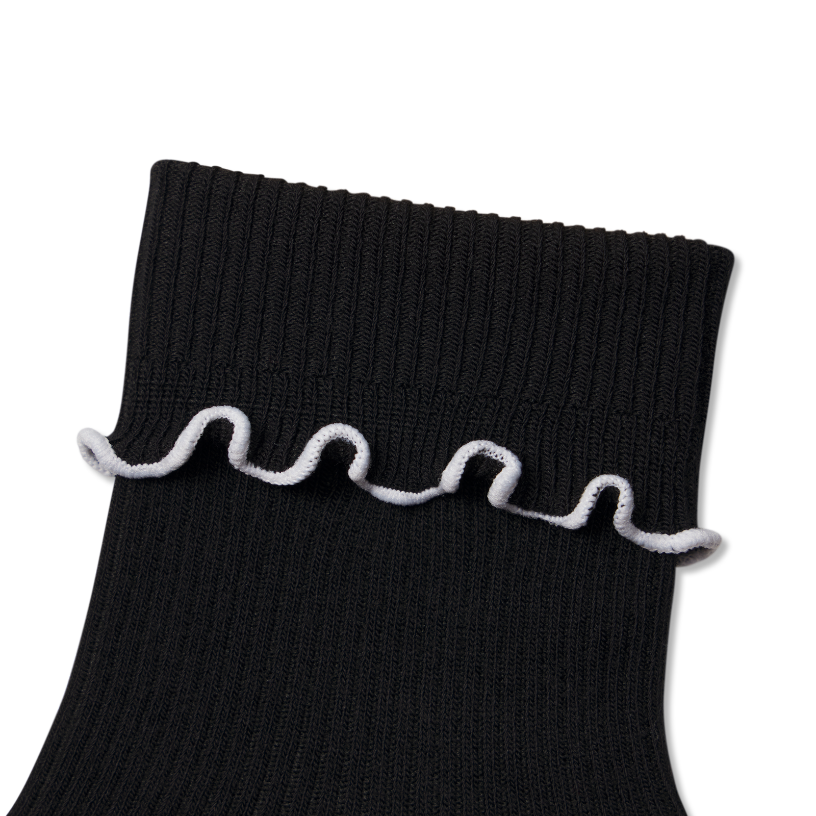 Open Knit Half Calf Socks - black white Detail [9727]