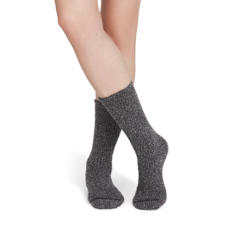 Women's Fuzzy Socks - Black Sparkle WO1 [9849]