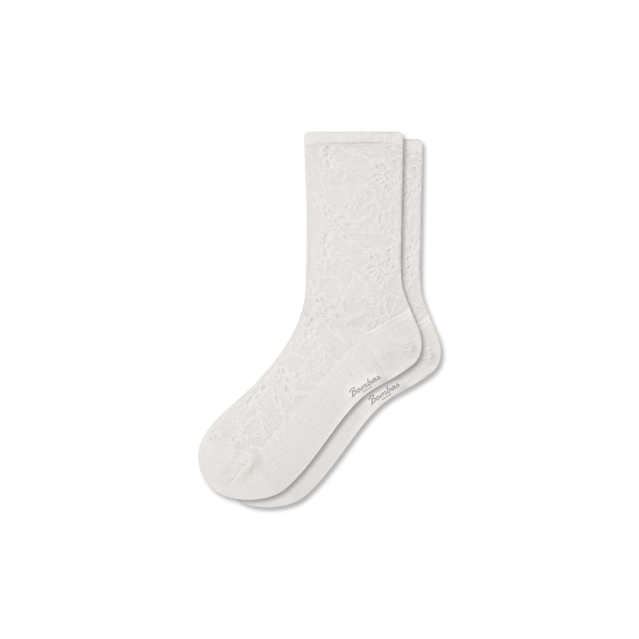 Women’s Floral Lace Half Calf Socks - Everyday Weekend Cushion