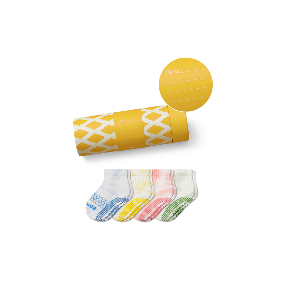 Toddler Celebration Gripper Calf Sock 4-Pack Gift Box - Travel Home Wrap