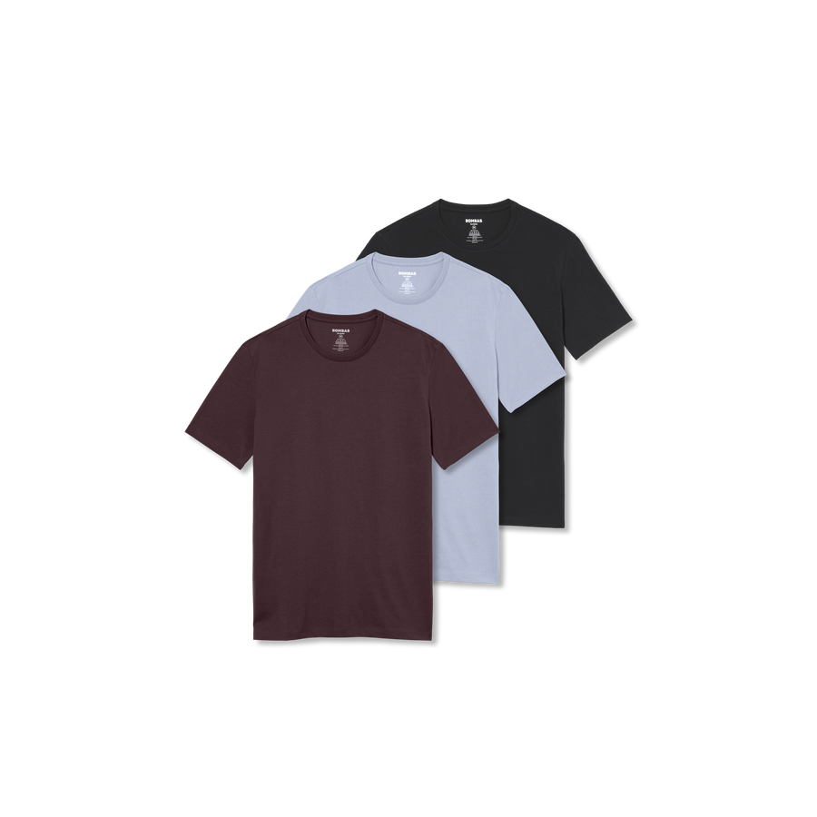 Men's Pima Cotton Slim Crew Neck T-Shirt 3-Pack - Relaxed Off Duty Cut