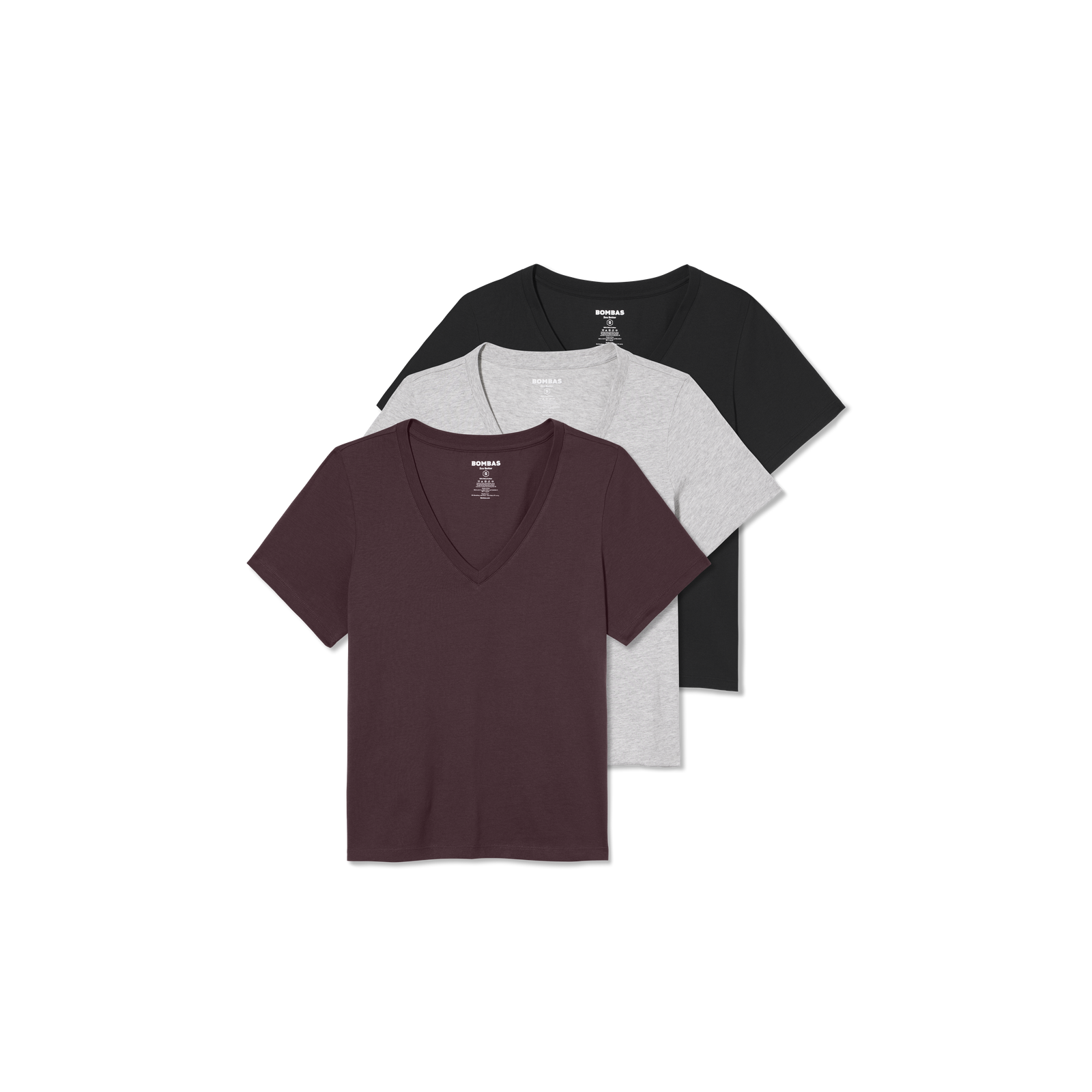 Women's Pima Cotton V-Neck T-Shirt 3-Pack - All Spice Grey Black Mix L