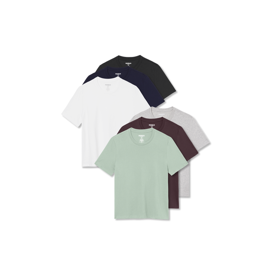 Women's Pima Cotton Crew Neck T-Shirt 6-Pack - Closet Ready