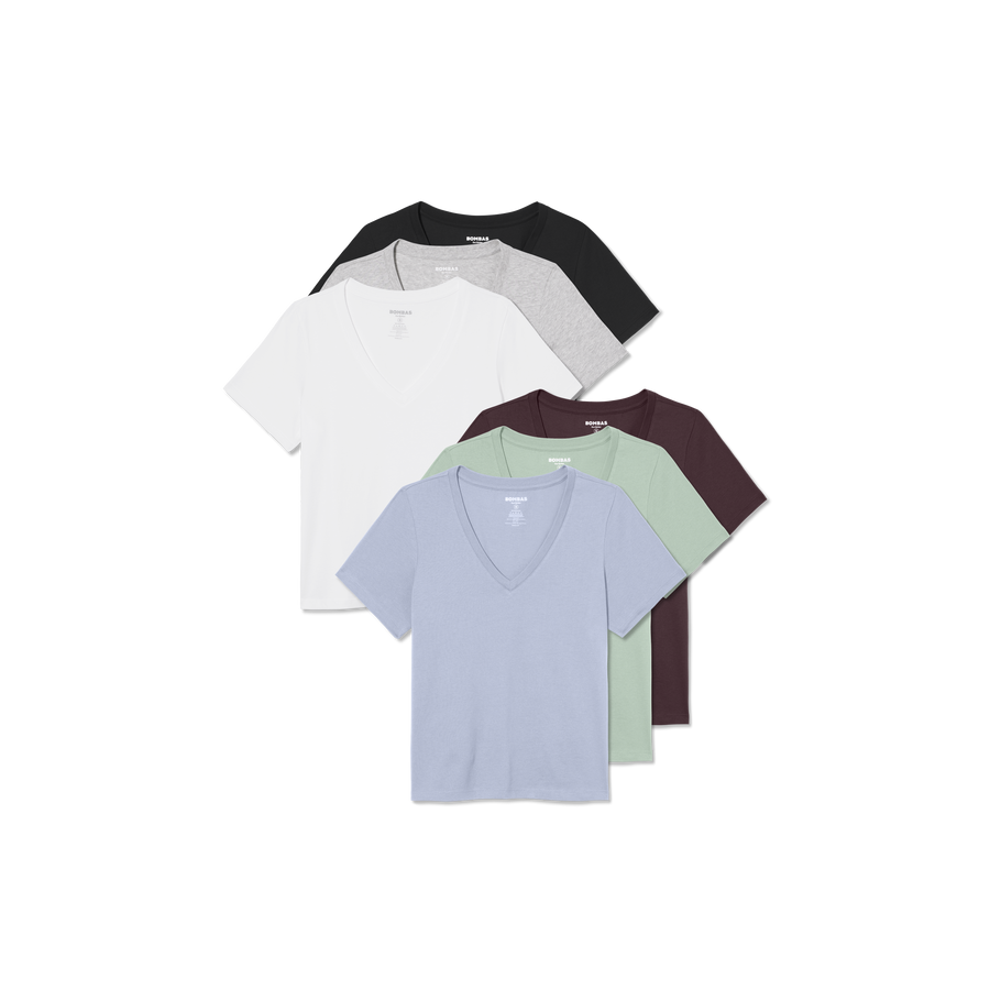 Women's Pima Cotton V-Neck T-Shirt 6-Pack - Off Duty Style