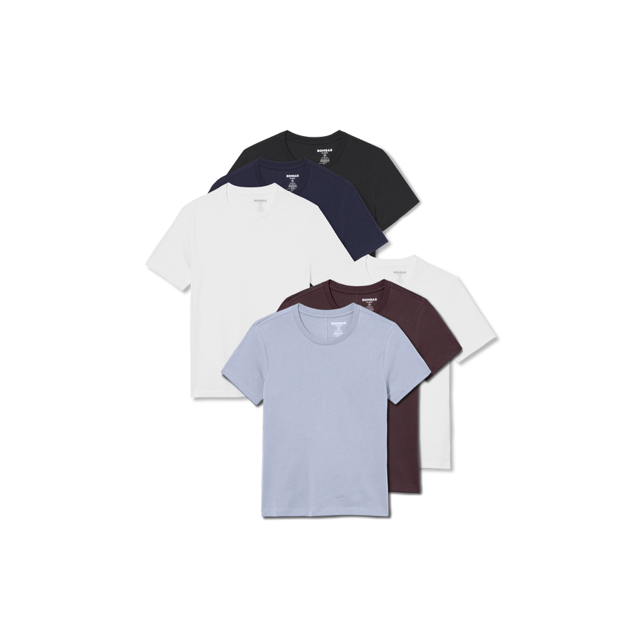 Women's Pima Cotton Slim Crew Neck T-Shirt 6-Pack - Relaxed Fit