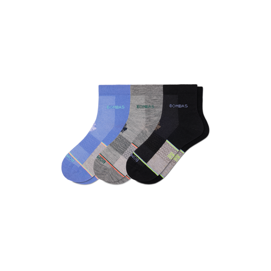 Men's UltraLite Sport Merino Wool Blend Quarter Sock 3-Pack - Run Crew Comfort