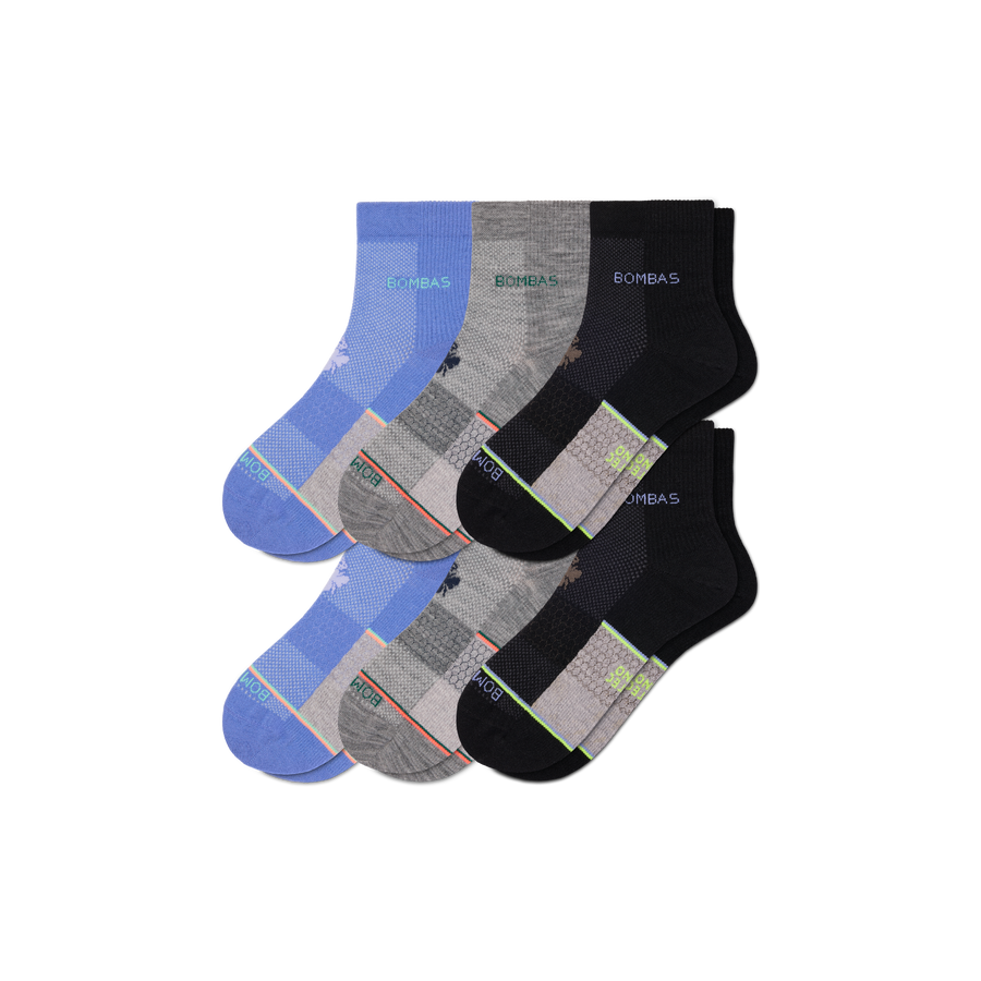 Men's UltraLite Sport Merino Wool Blend Quarter Sock 6-Pack - Easy Ankle Comfort