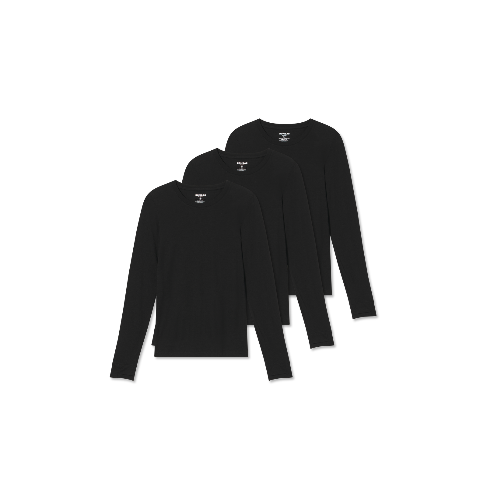 Women's Merino Wool Blend Crew Neck Long Sleeve T-Shirt 3-Pack - Black L