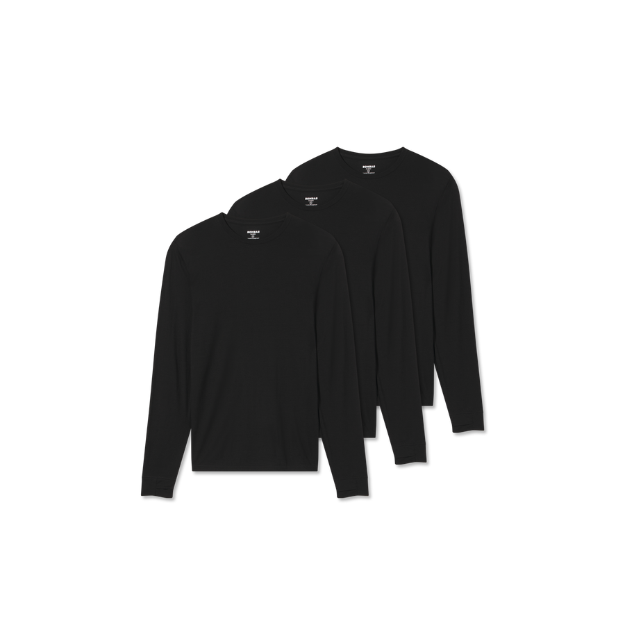 Men's Merino Wool Blend Crew Neck Long Sleeve T-Shirt 3-Pack - Trail Run Flow