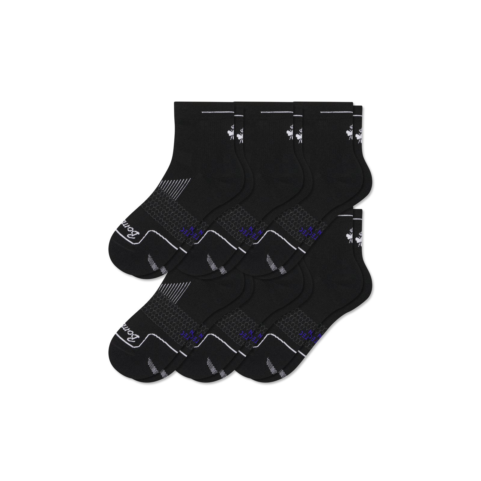 Men's Running Quarter Sock 6-Pack - Black Mix