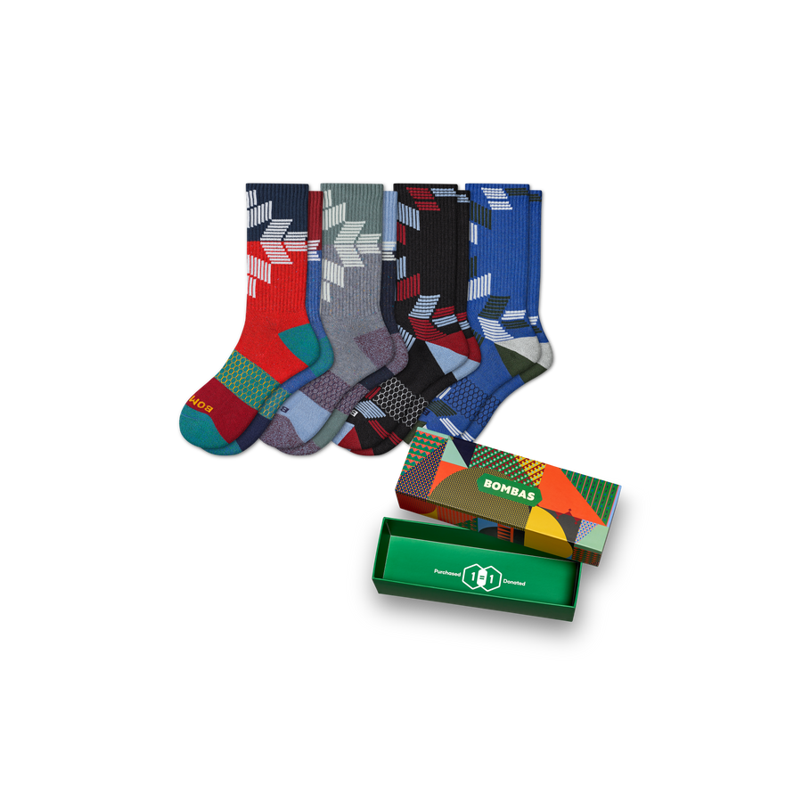 Men's Snowflake Calf Sock 4-Pack Gift Box - Outdoor Drawer Pack