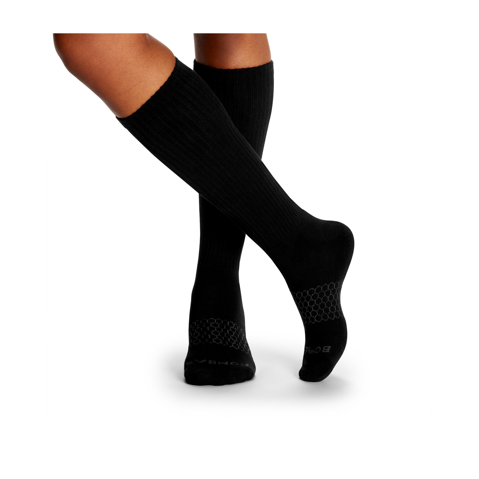 Marl Knee High Socks Black WO1