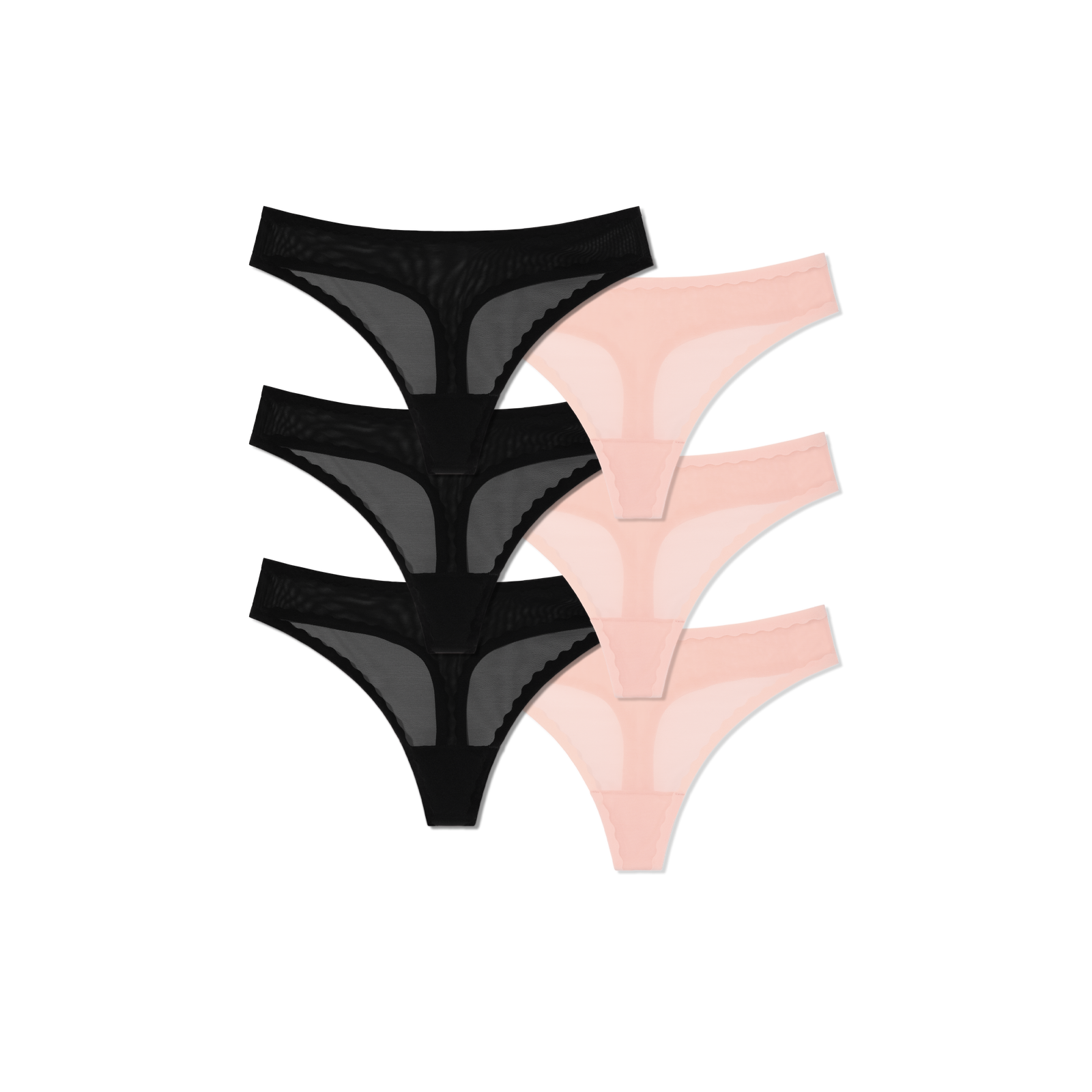 Women's SoftMesh Thong 6-Pack - Pink Black Mix L