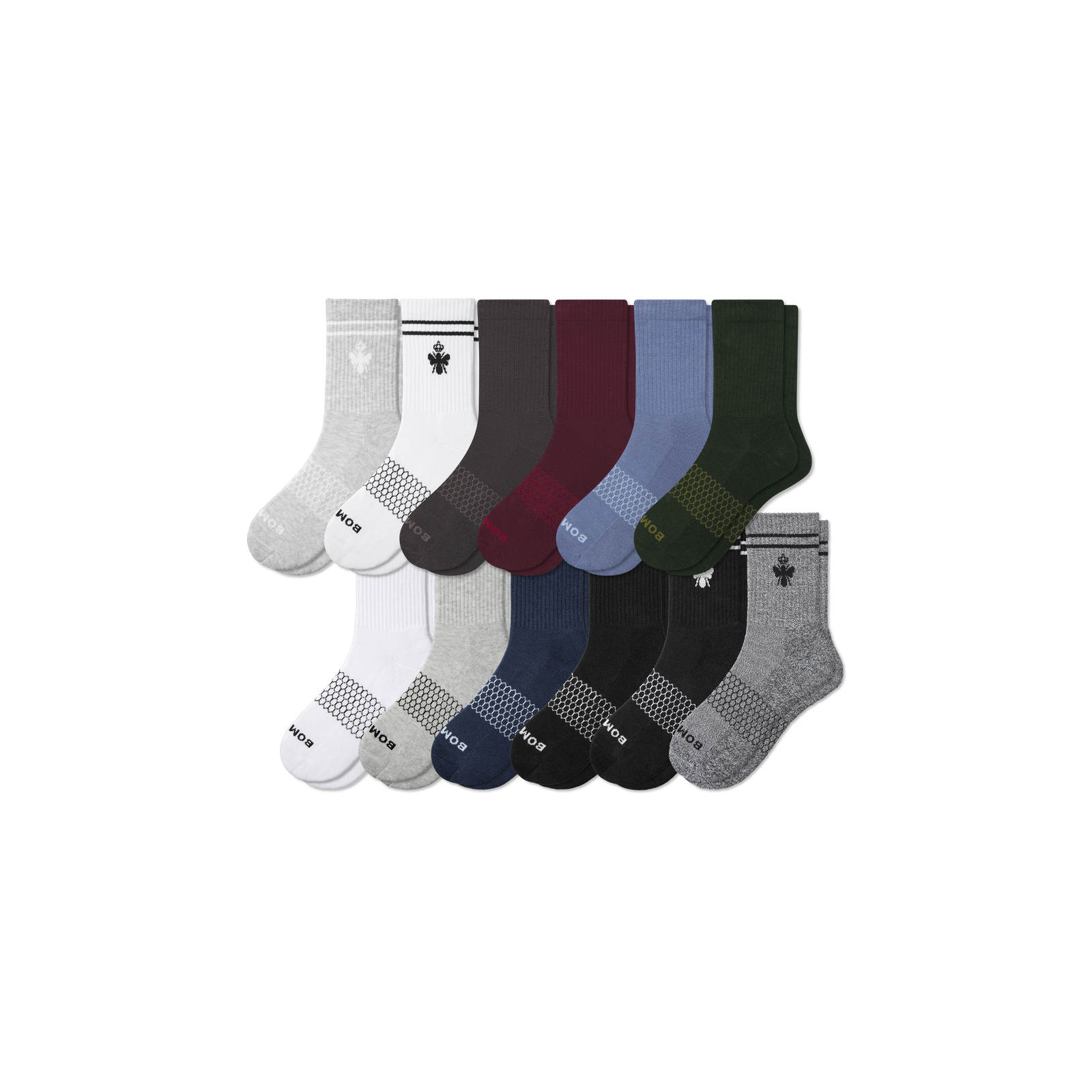 Men's Half Calf Sock 12-Pack - Blue Smoke Shades Mix L