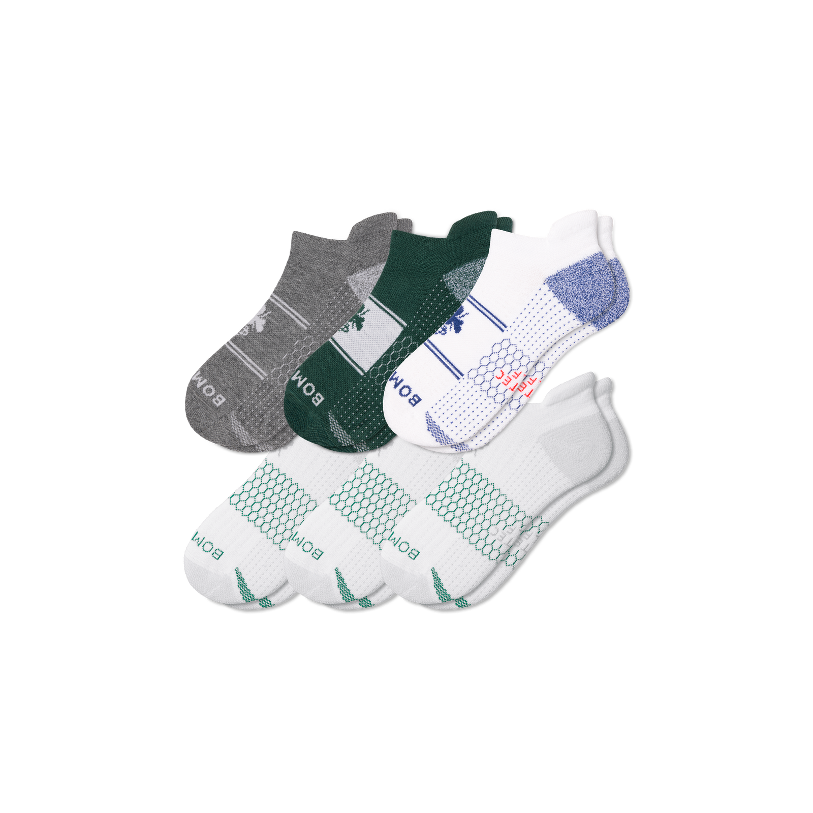 Men's Golf Ankle Sock 6-Pack - blue white mix L