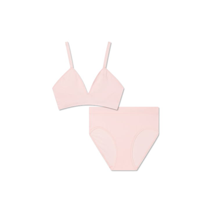 Women's Seamless Triangle Bralette + High Rise Brief Pack - Blush L