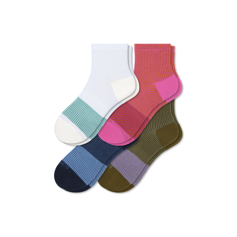 Women’s Lightweight Stripe Quarter Sock 4-Pack - Smooth Office Move