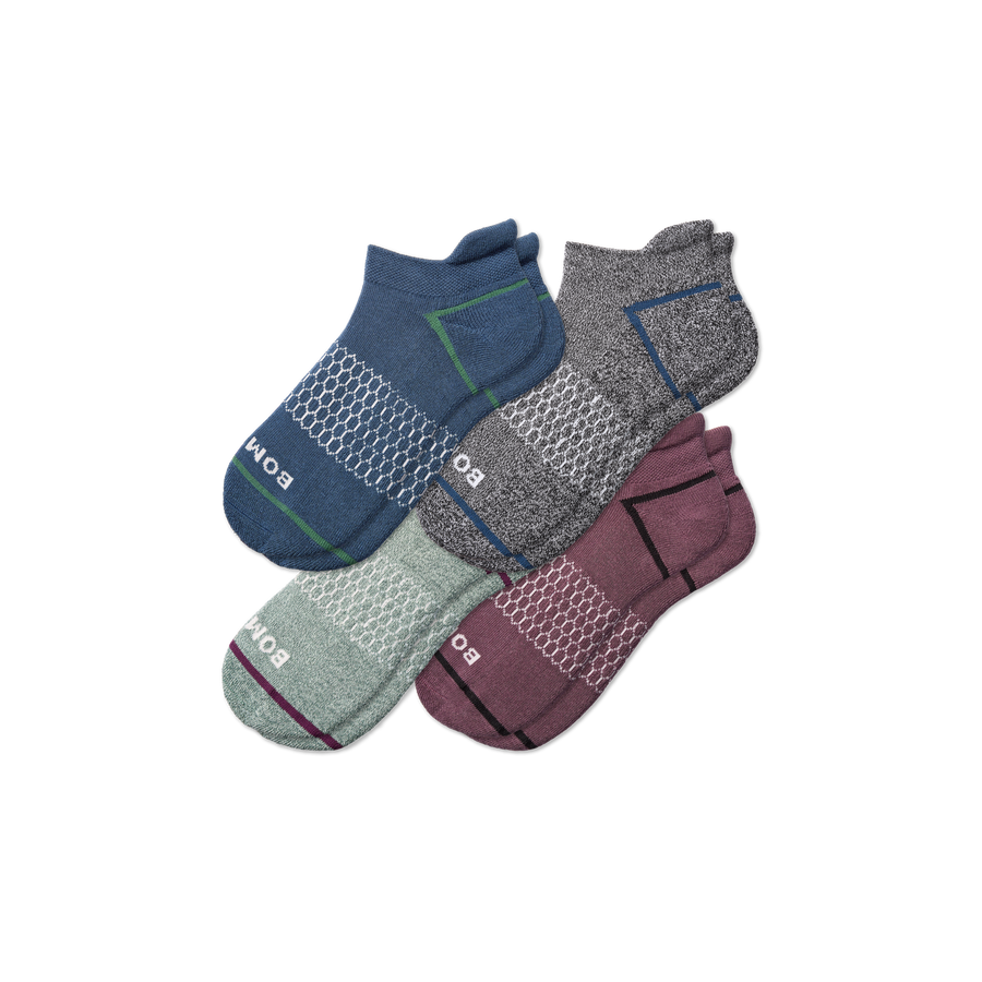 Men's Border Stripe Ankle Sock 4-Pack - Breathable Office Support
