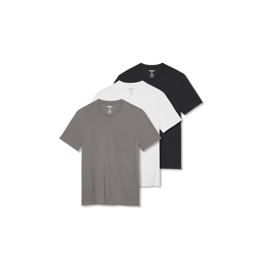 Men's Pima Cotton Pocket Crew Neck T-Shirt 3-Pack - Relaxed Tank Layer